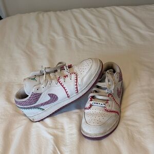 Jordan Kids' White and Purple Sneakers